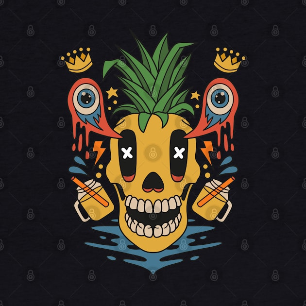 Skull Pineapple Illustration by Mako Design 